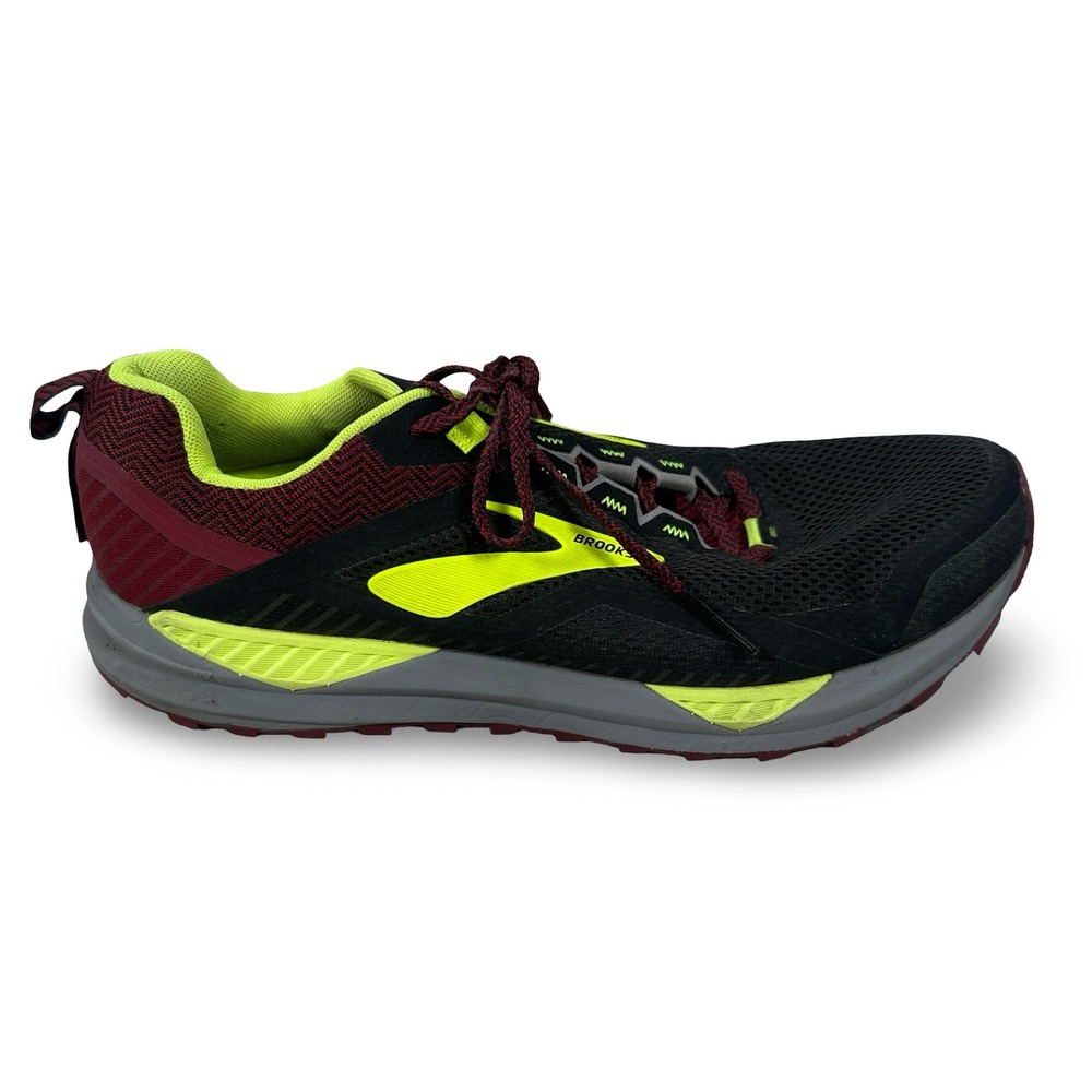 Brooks Cascadia 14 Mens Trail Running Shoes Black Lime Burgundy Gray Size 10
